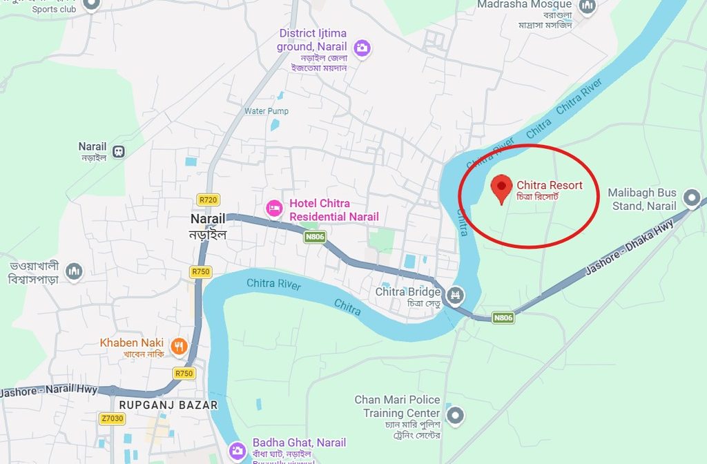 চিত্রা রিসোর্ট নড়াইল, সীমাখালী - নড়াইল শহর